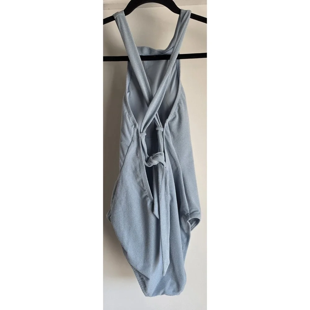 Sanctuary Women S Blue One Piece Swimsuit Solid Sleeveless Swim Bathing Suit